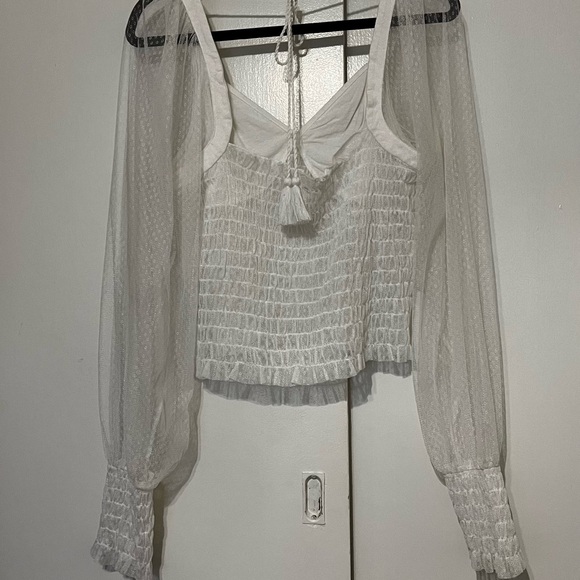 White Free People smocked blouse. - Picture 2 of 4